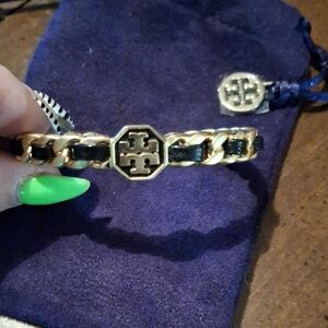 Tory Burch Black and Gold Chain Bracelet